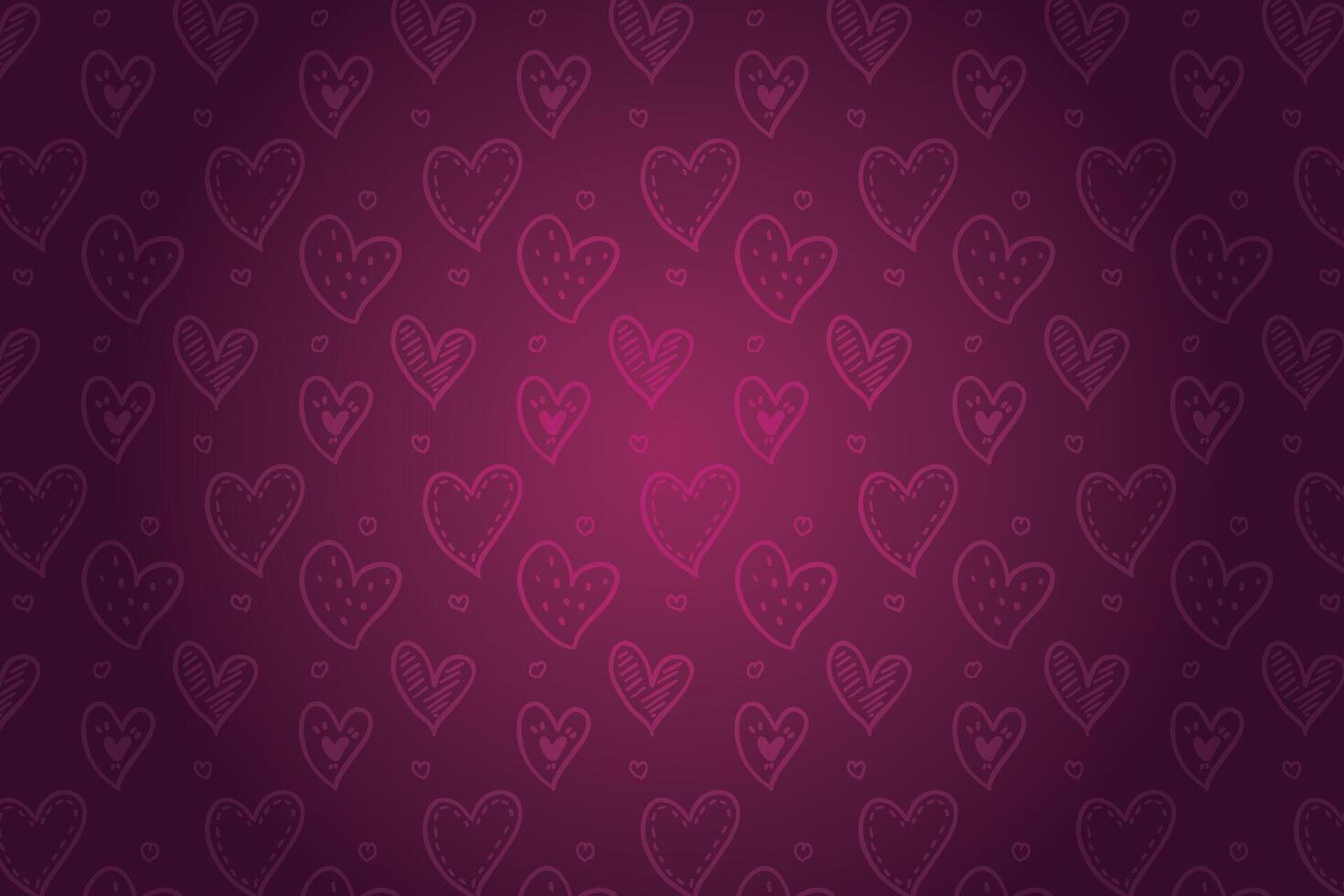 Vector love heart pattern, vector hand drawn Valentine's Day pattern