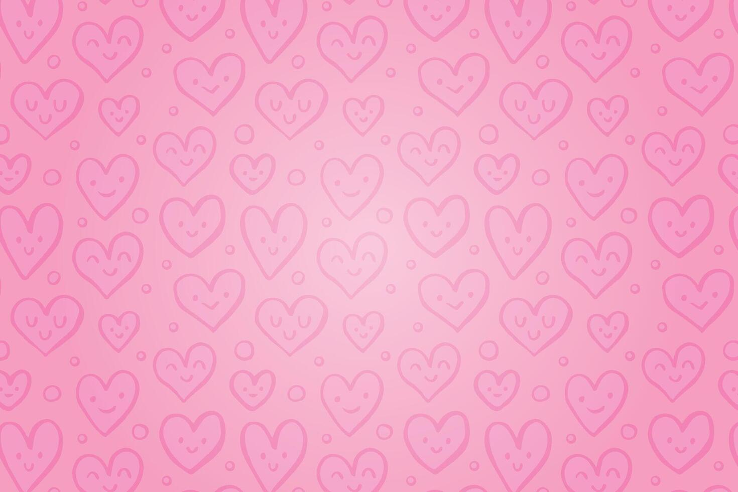 Vector love heart pattern, vector hand drawn Valentine's Day pattern
