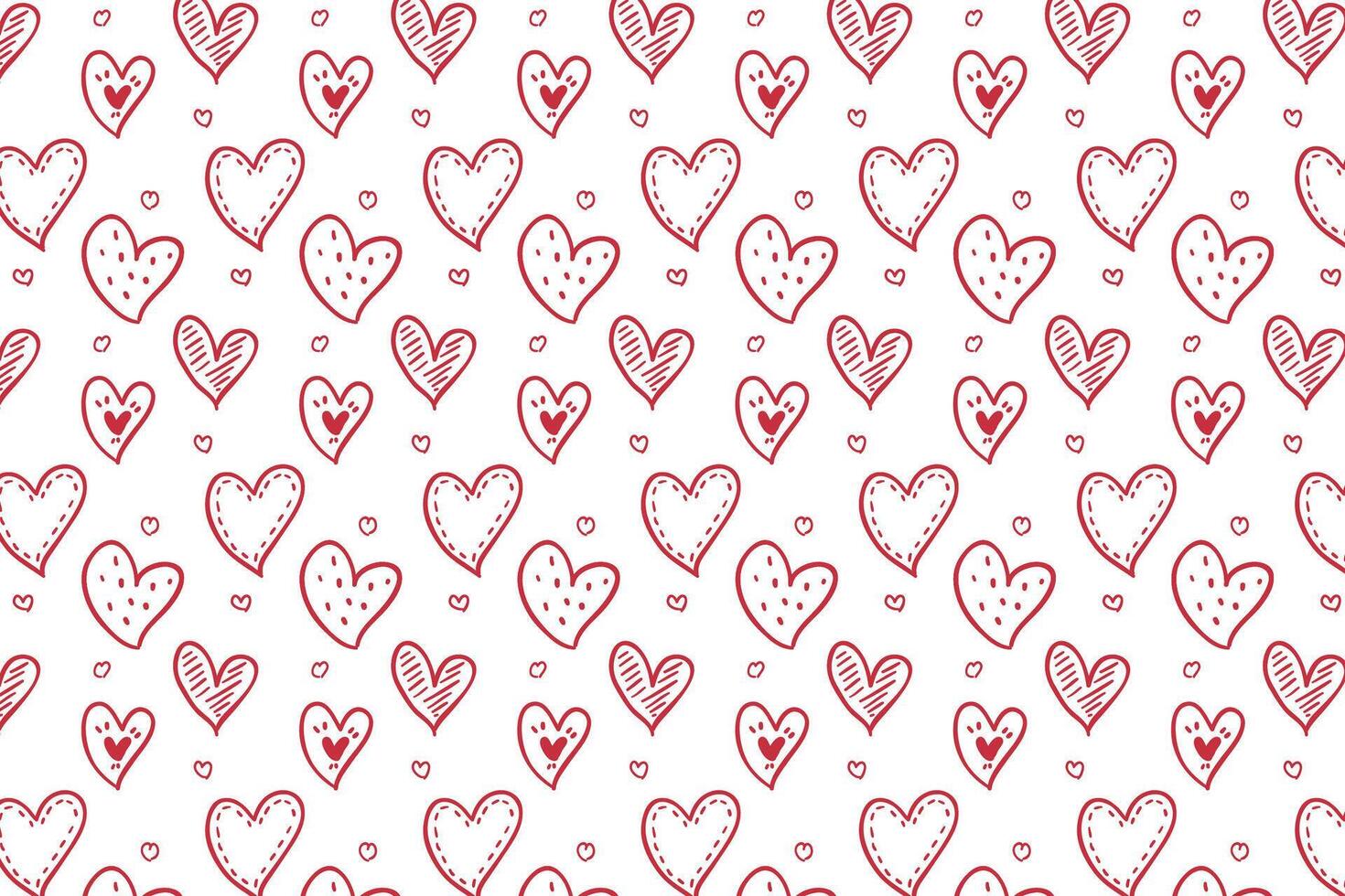 Vector love heart pattern, vector hand drawn Valentine's Day pattern
