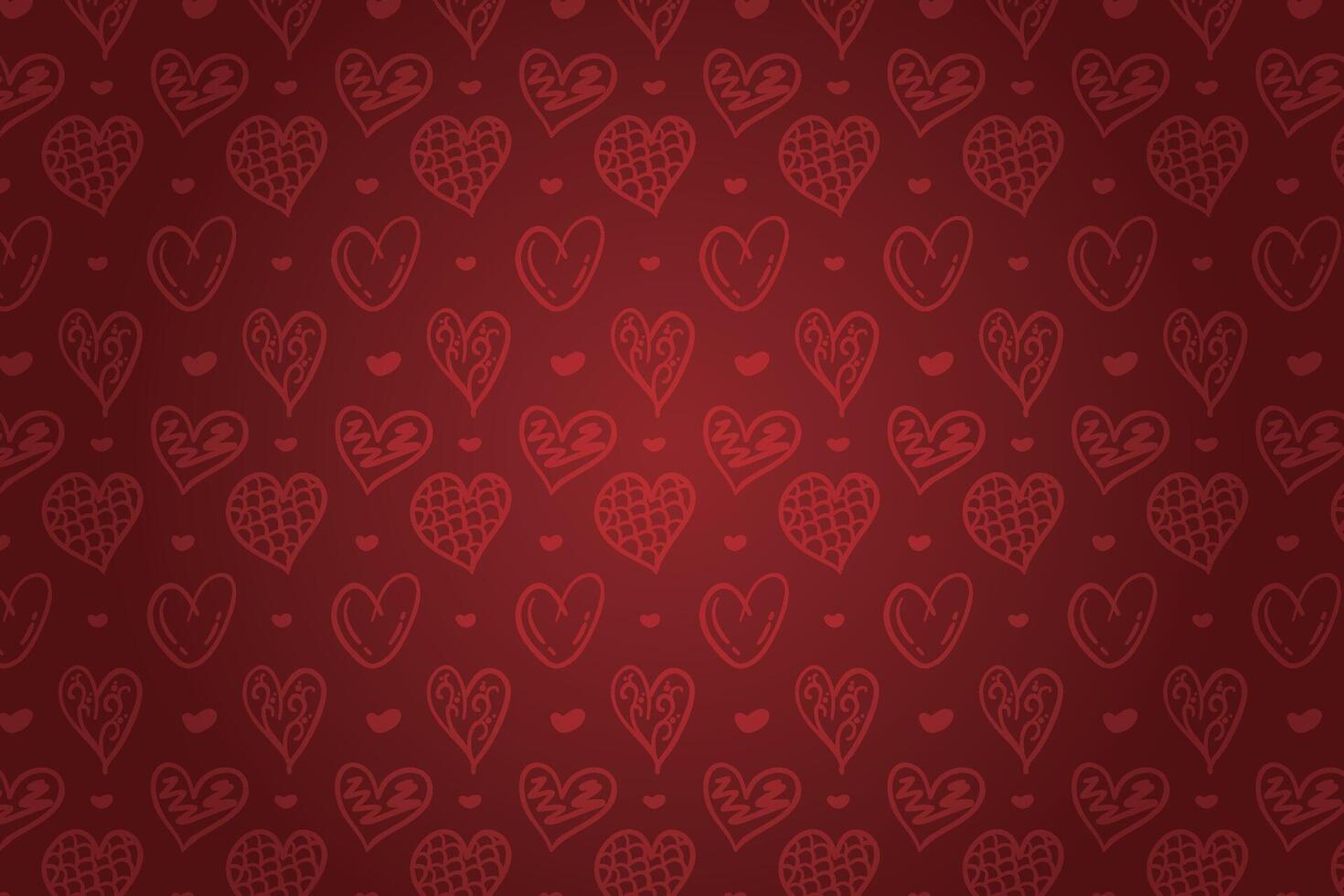 Vector love heart pattern, vector hand drawn Valentine's Day pattern, Valentine's Day background.