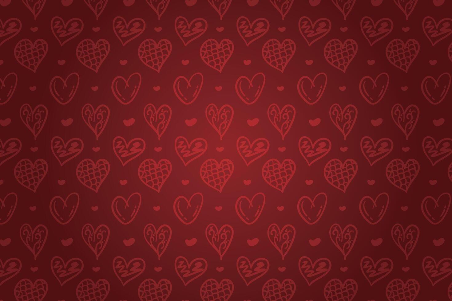 Vector love heart pattern, vector hand drawn Valentine's Day pattern, Valentine's Day background.