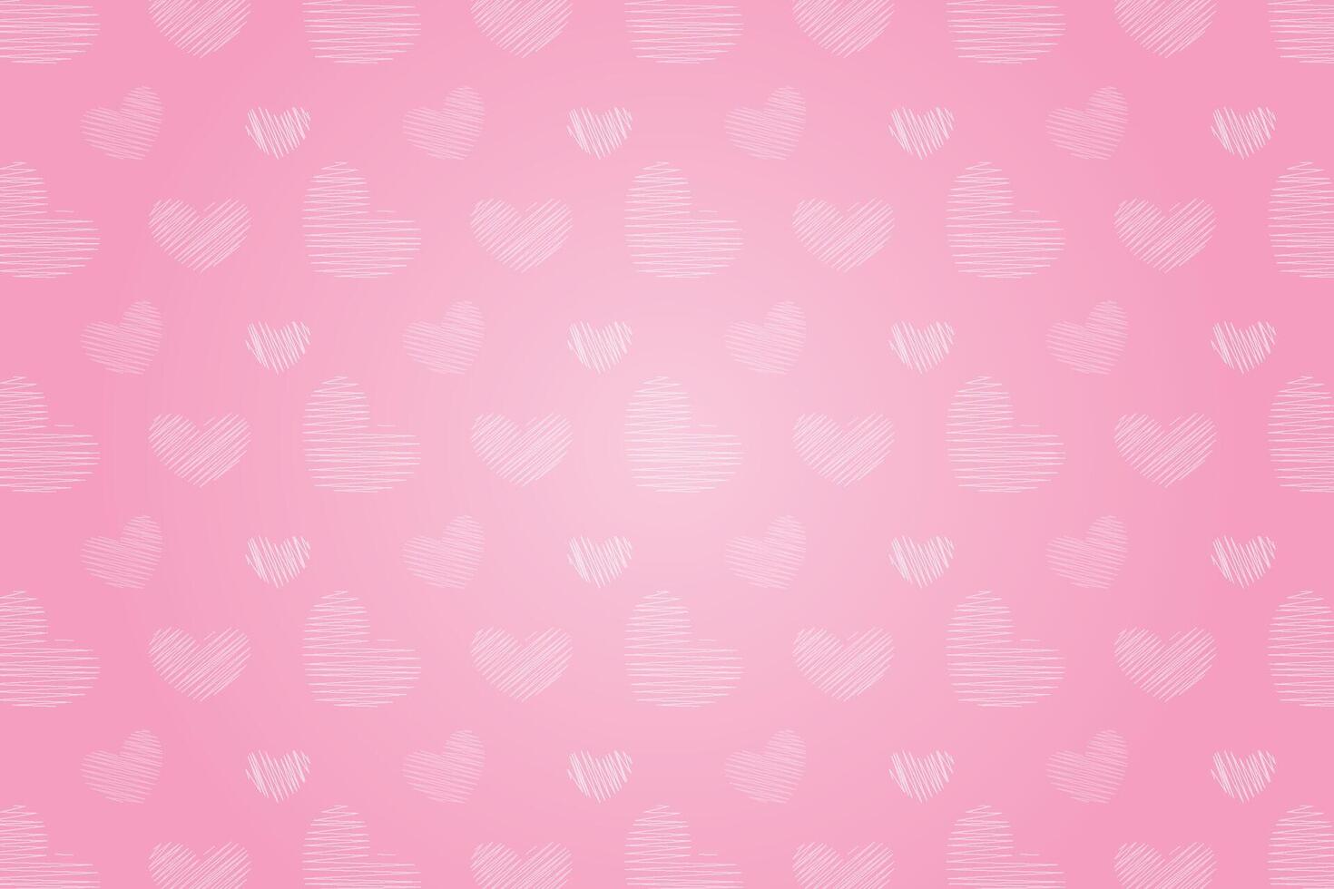 Vector love heart pattern, vector hand drawn Valentine's Day pattern