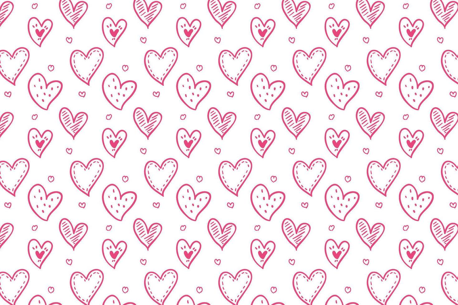 Vector love heart pattern, vector hand drawn Valentine's Day pattern