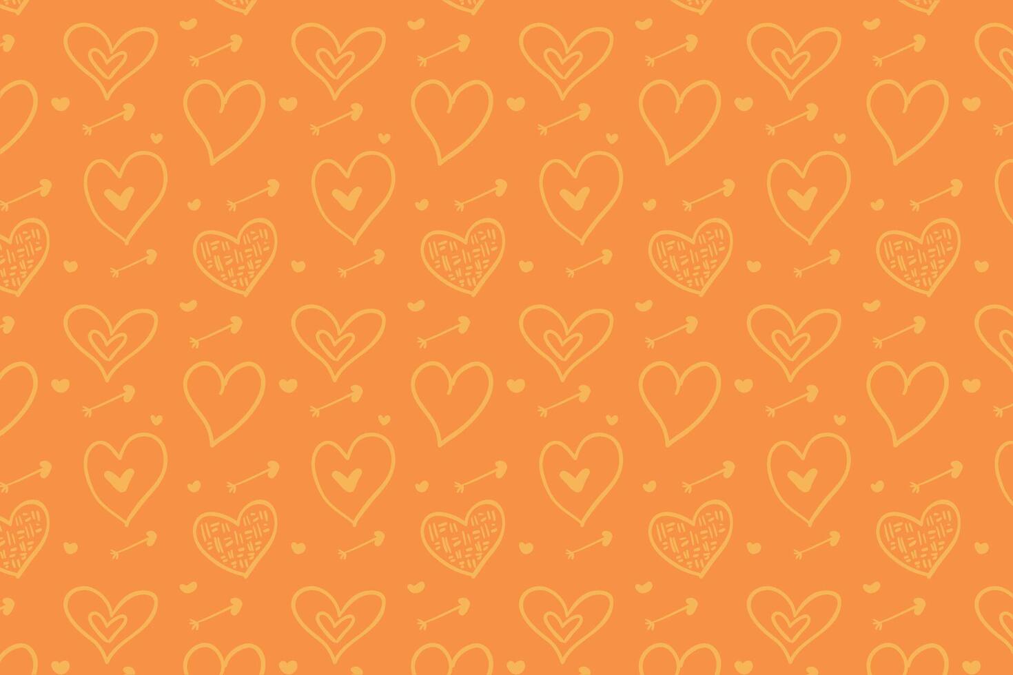 Vector love heart pattern, vector hand drawn Valentine's Day pattern