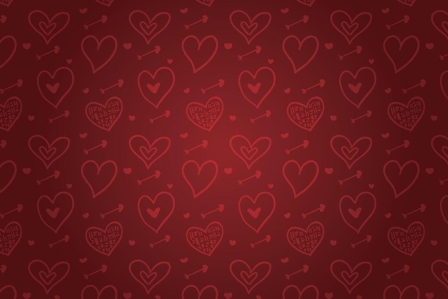 Vector love heart pattern, vector hand drawn Valentine's Day pattern