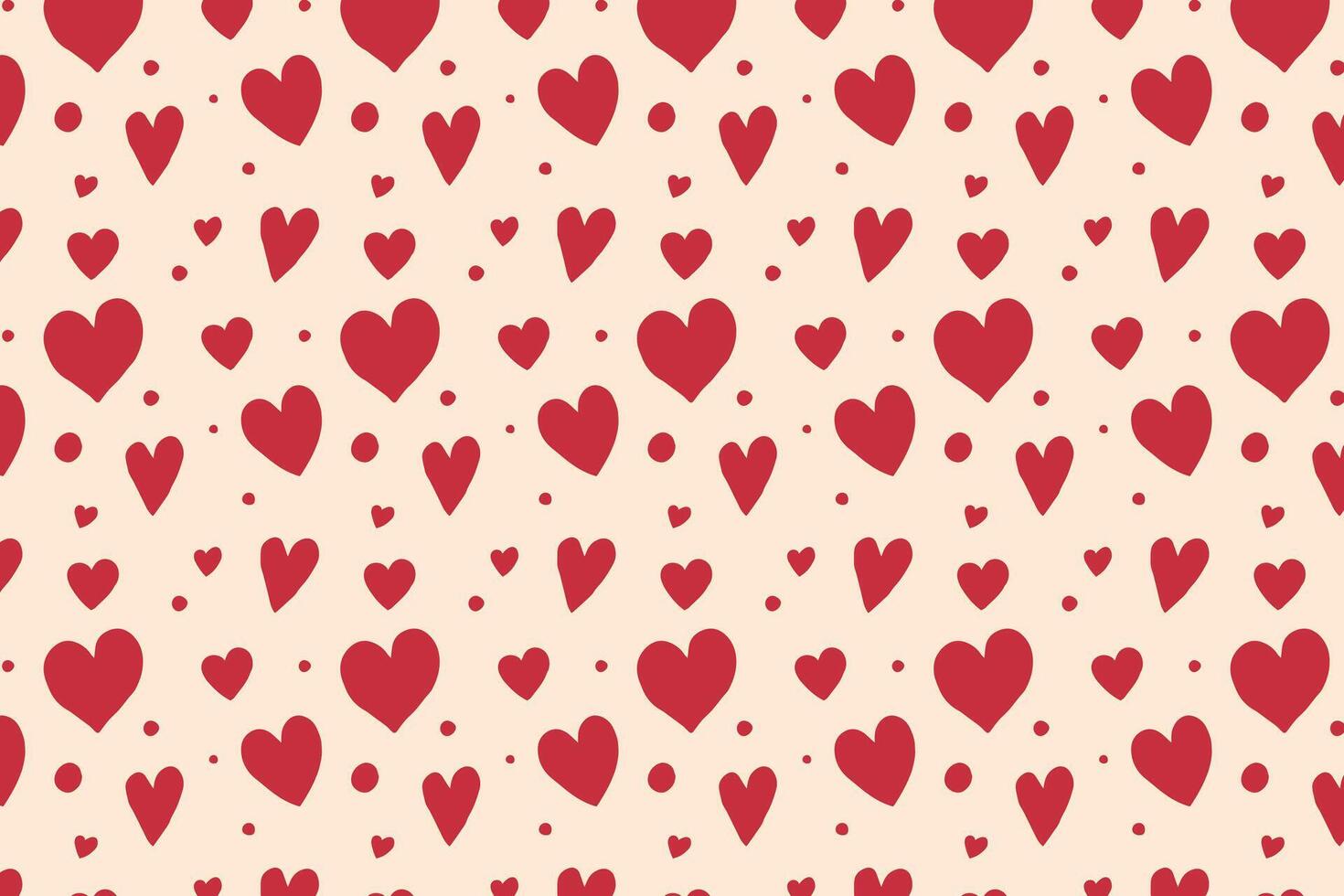 Vector love heart pattern, vector hand drawn Valentine's Day pattern