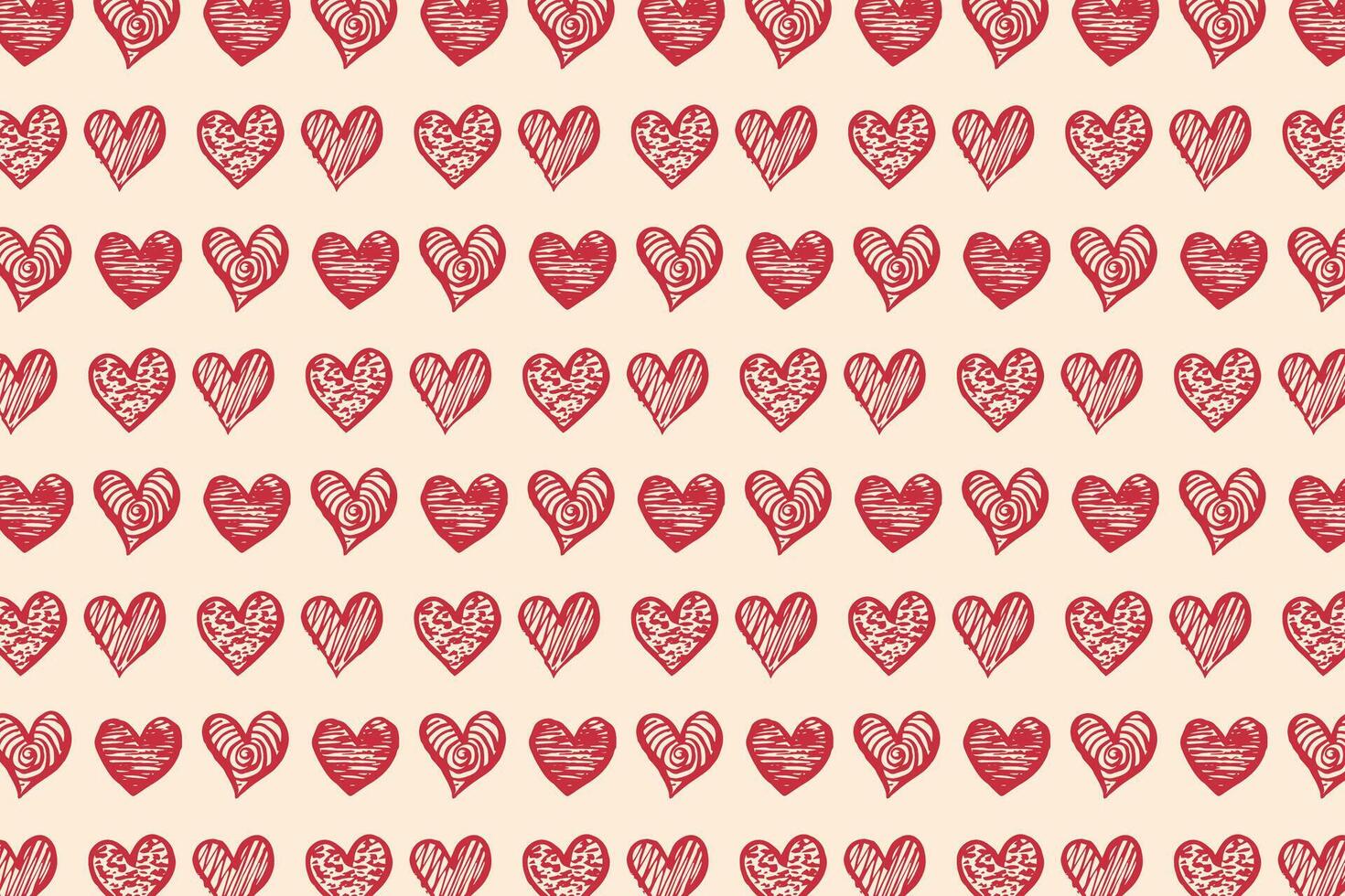 Vector love heart pattern, vector hand drawn Valentine's Day pattern