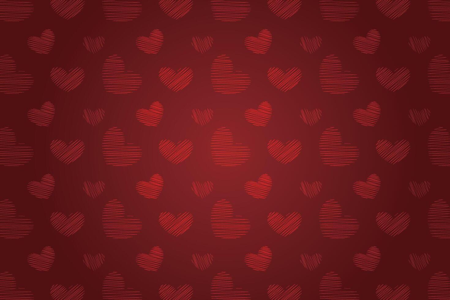 Vector love heart pattern, vector hand drawn Valentine's Day pattern