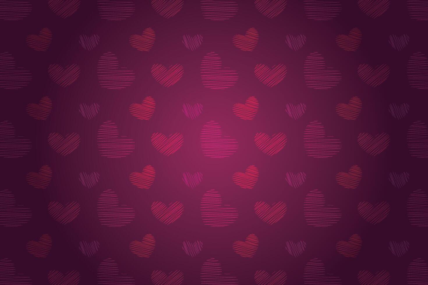 Vector love heart pattern, vector hand drawn Valentine's Day pattern