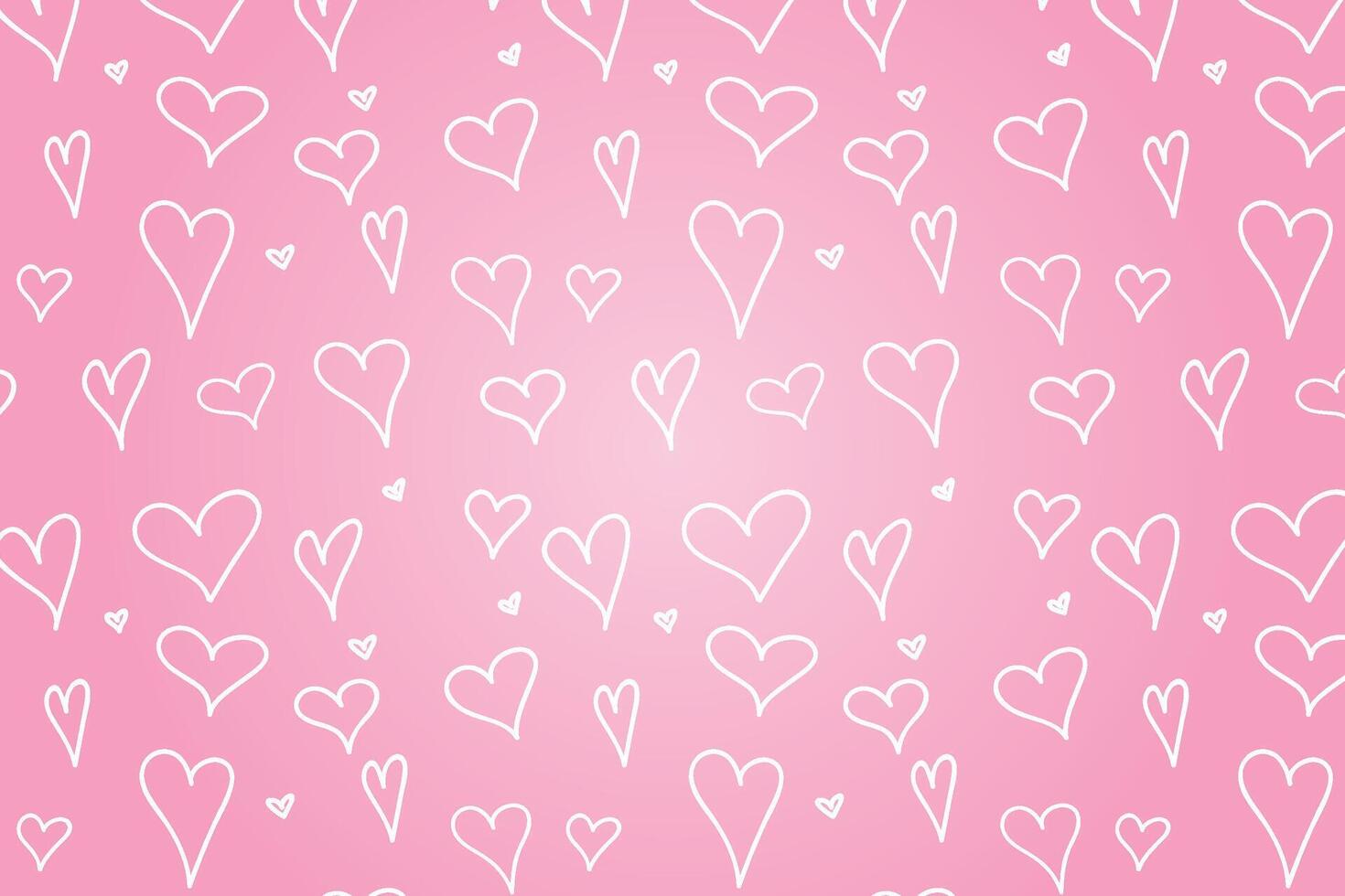 Vector love heart pattern, vector hand drawn Valentine's Day pattern