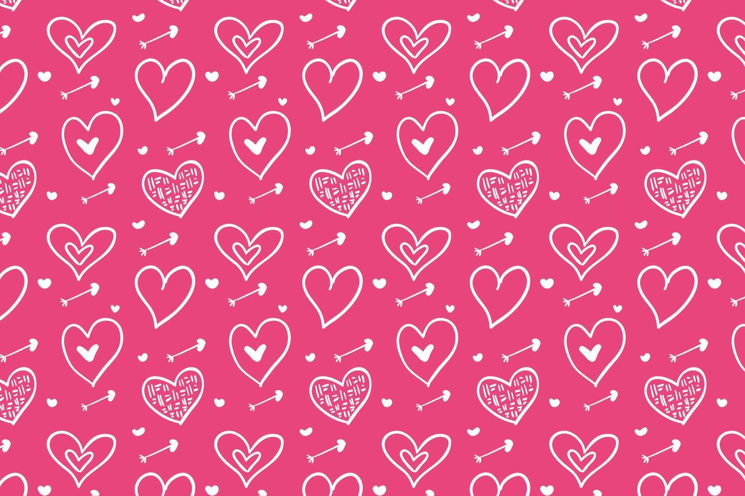 Vector love heart pattern, vector hand drawn Valentine's Day pattern