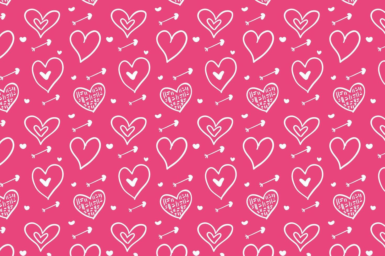 Vector love heart pattern, vector hand drawn Valentine's Day pattern