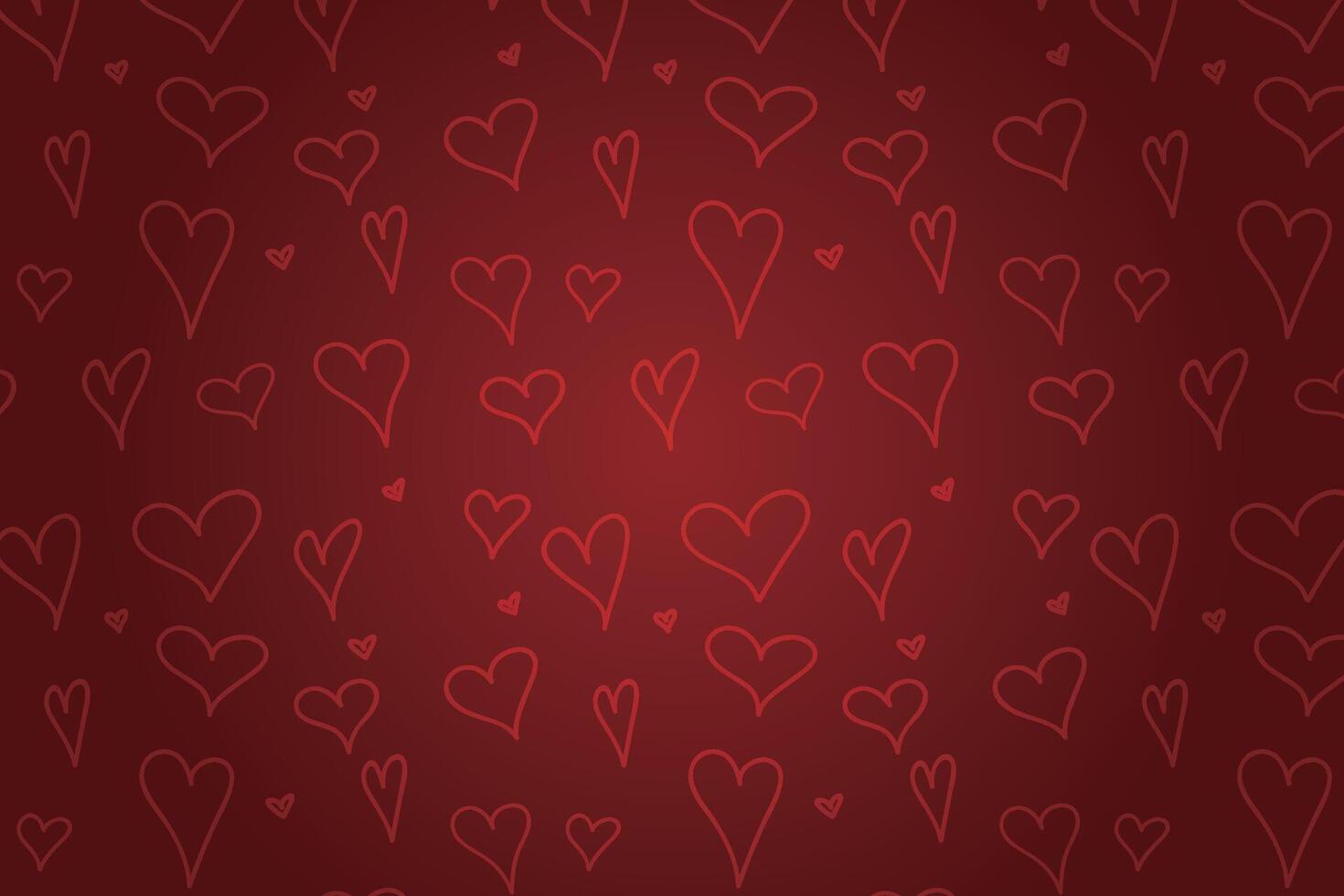 Vector love heart pattern, vector hand drawn Valentine's Day pattern