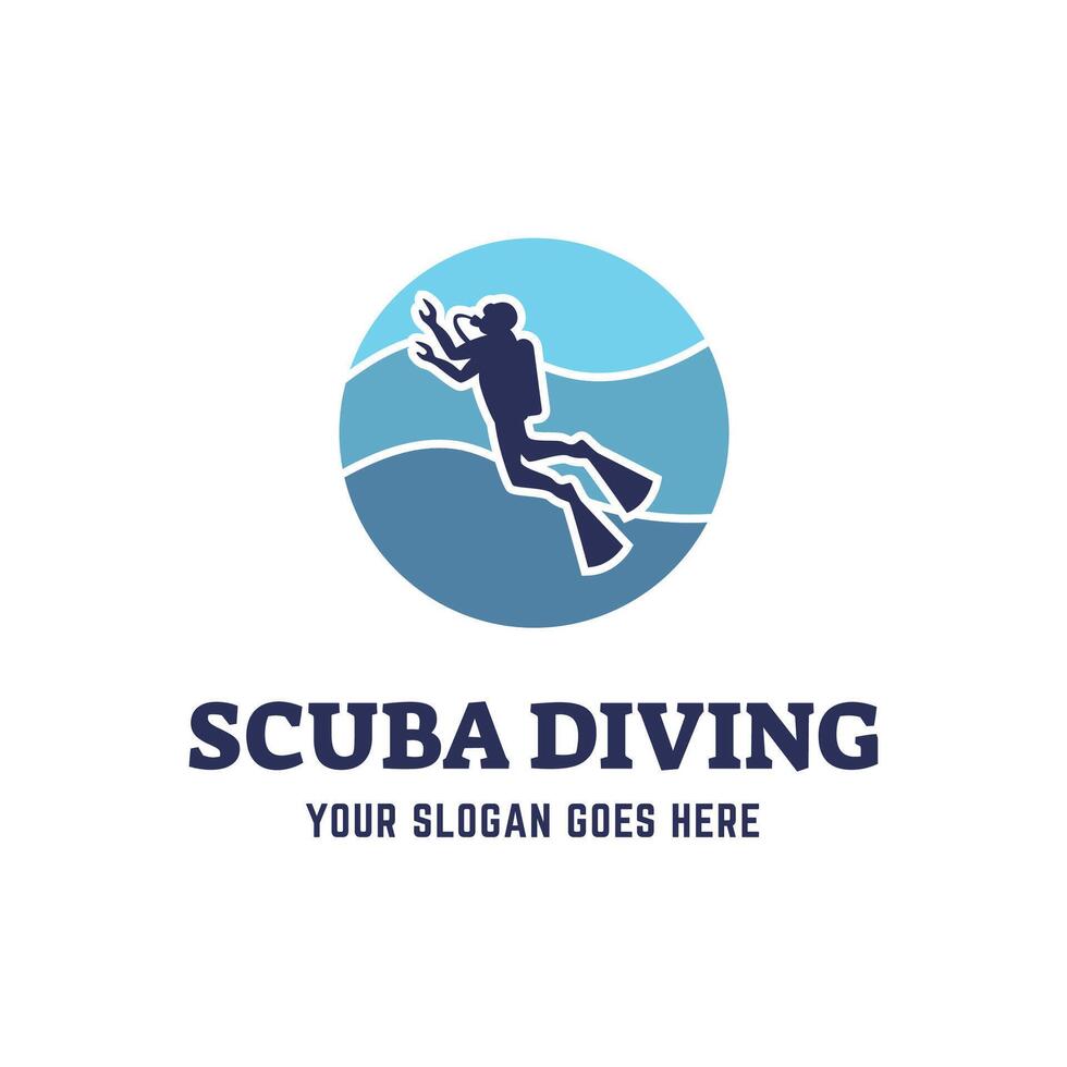 diseño de logotipo de buceo, perfecto para escuela de buceo y diseño de logotipo de aventura bajo el agua vector