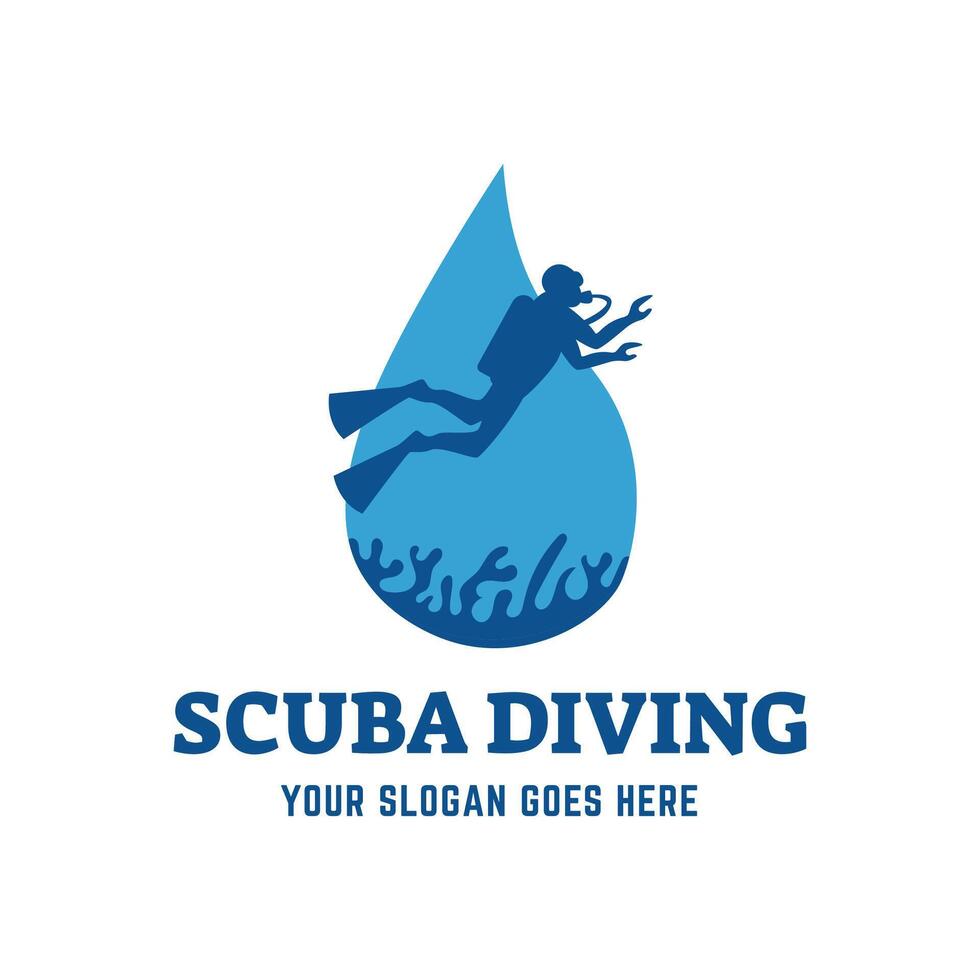 Scuba diving logo design, perfect for diving school and under water adventure logo design vector