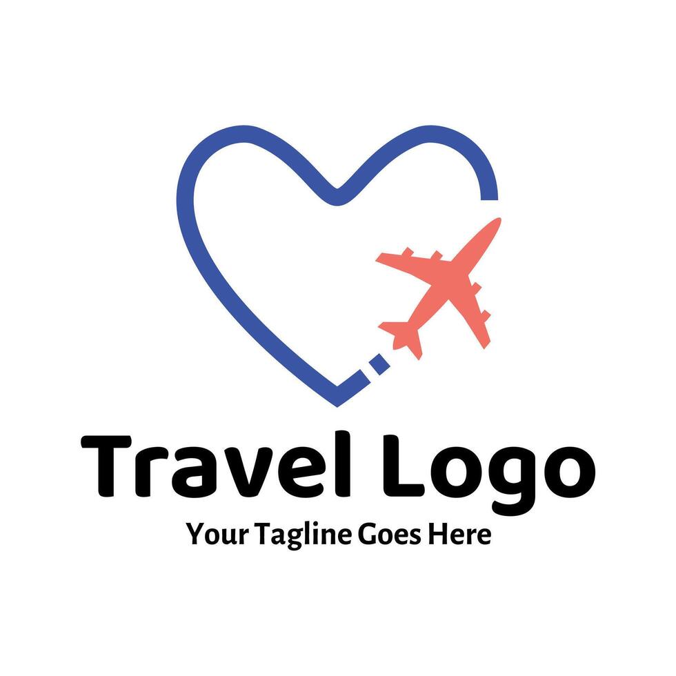 Travel Love Logo, Editable Vector Logo Template Vector. Love Trip Travel Logo Design Template