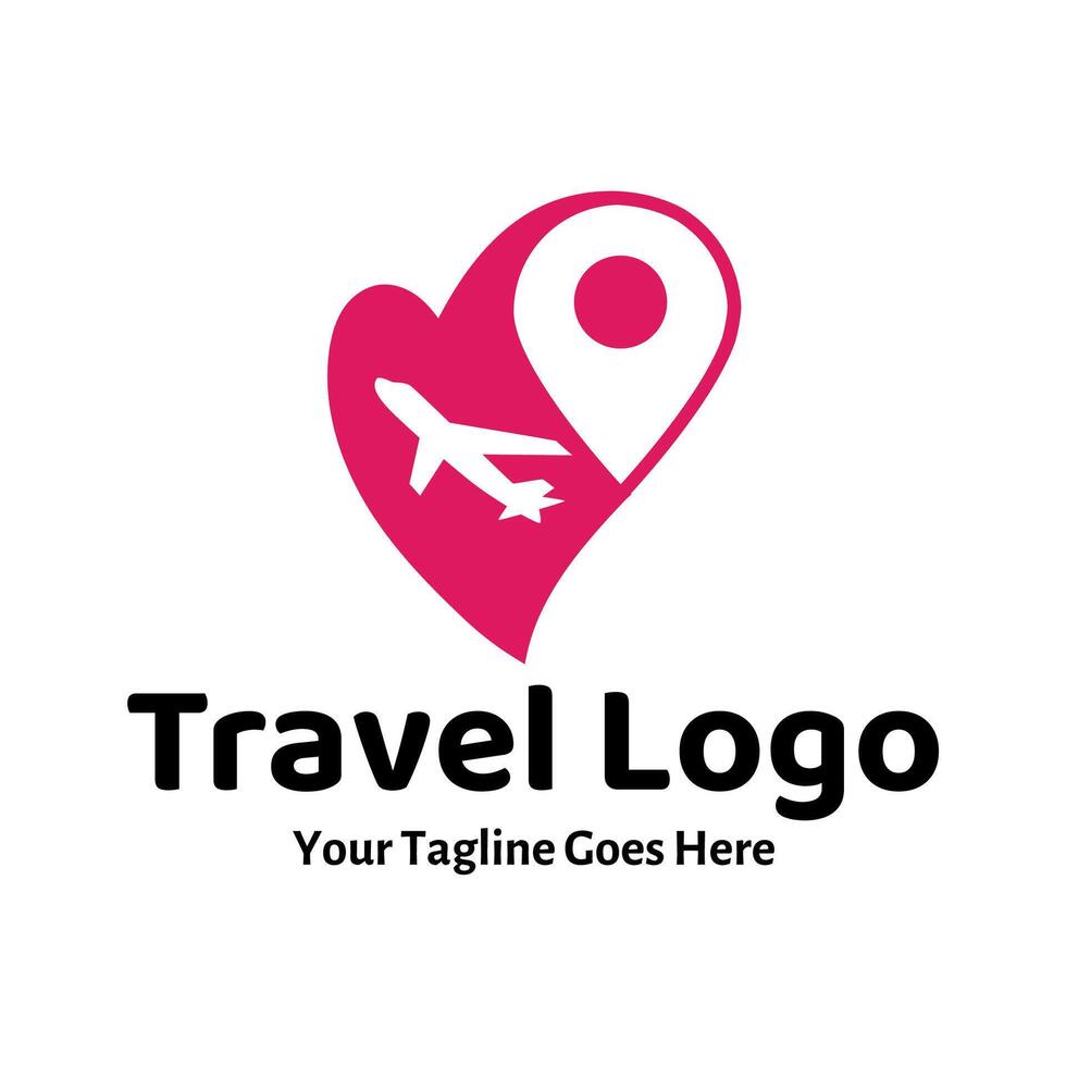 Travel Love Logo, Editable Vector Logo Template Vector. Love Trip Travel Logo Design Template