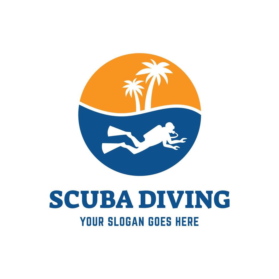 Scuba diving logo design, perfect for diving school and under water adventure logo design vector
