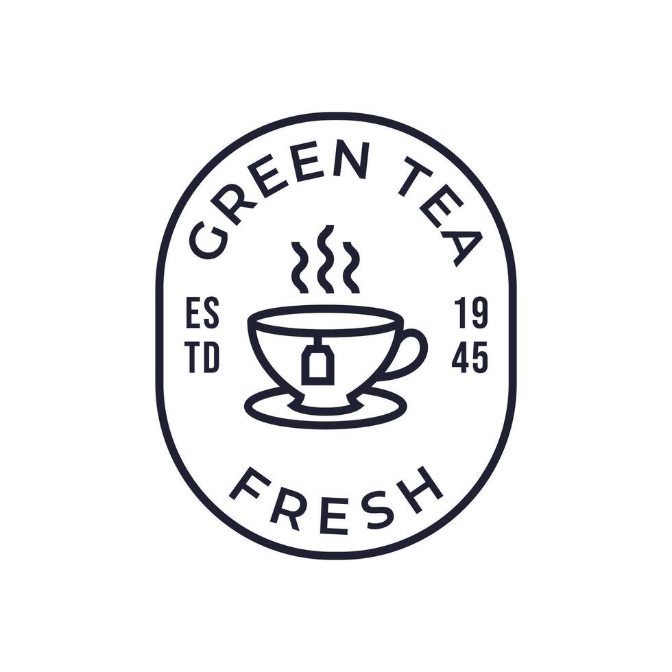 Natural green tea cup for logo design concept editable. vector