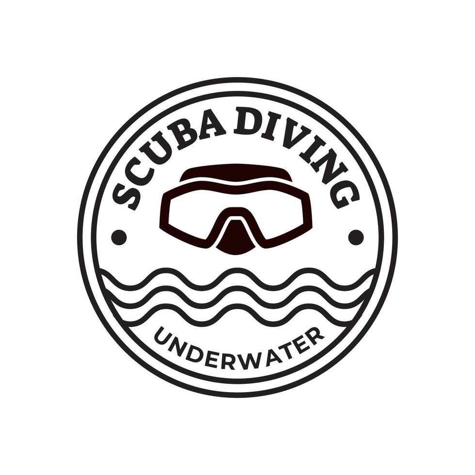 Scuba Diving Vector Logo Design Illustration of Under Water Swimming Equipment