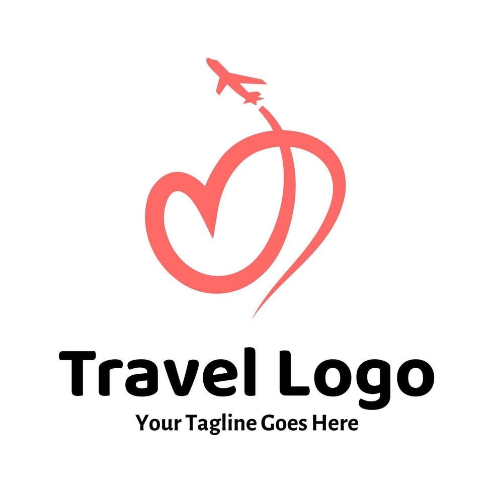 Travel Love Logo, Editable Vector Logo Template Vector. Love Trip Travel Logo Design Template