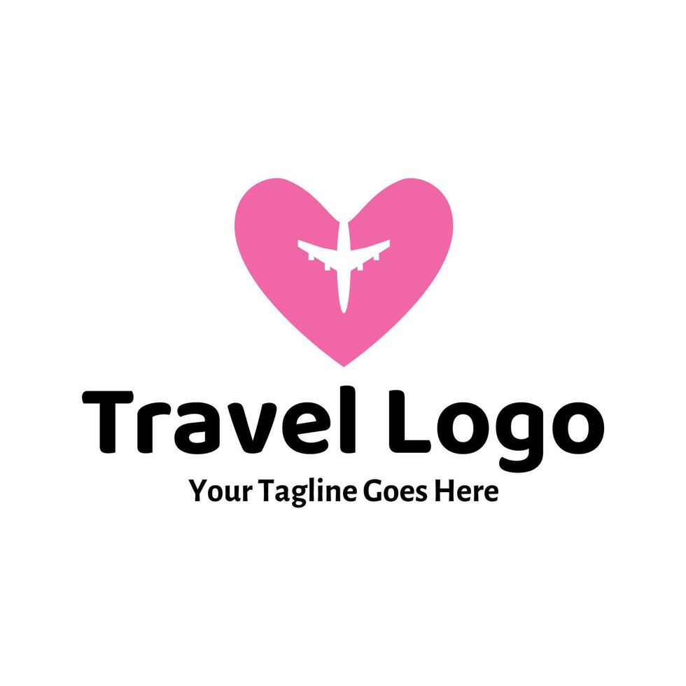 Travel Love Logo, Editable Vector Logo Template Vector. Love Trip Travel Logo Design Template