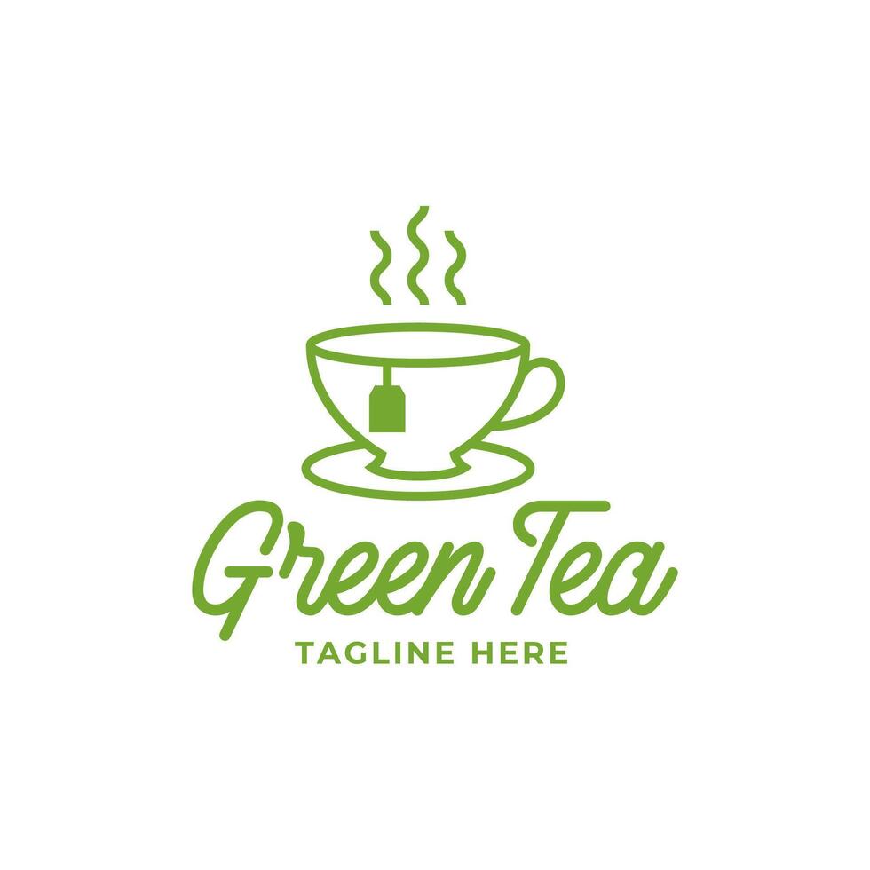 natural verde té taza para logo diseño concepto editable. vector