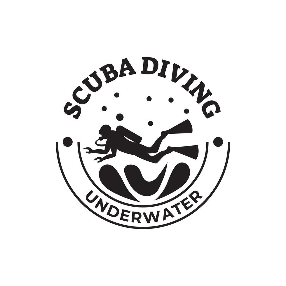 diseño de logotipo de buceo, perfecto para escuela de buceo y diseño de logotipo de aventura bajo el agua vector