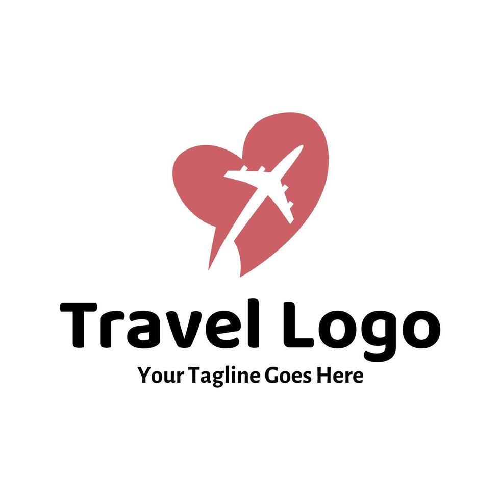 Travel Love Logo, Editable Vector Logo Template Vector. Love Trip Travel Logo Design Template