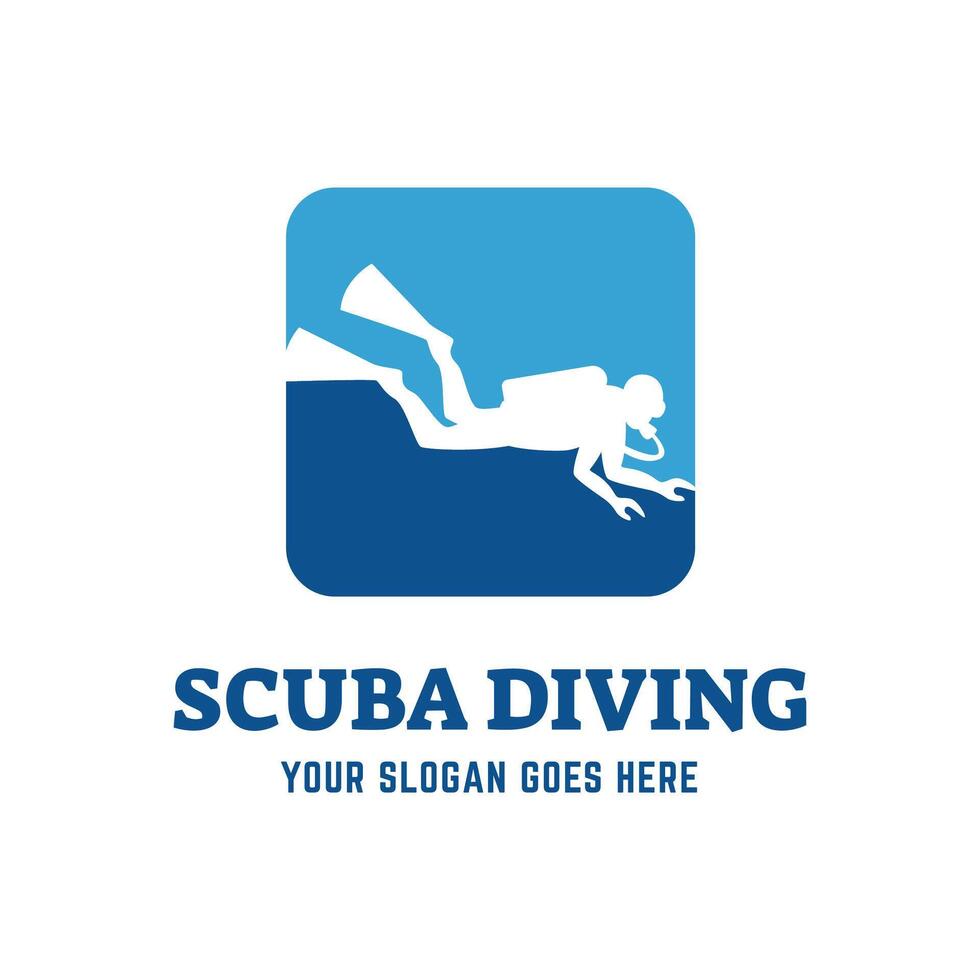 Scuba diving logo design, perfect for diving school and under water adventure logo design vector