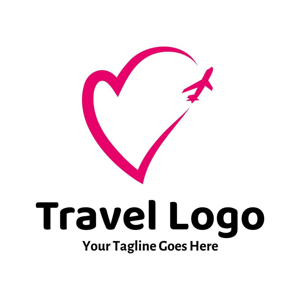 Travel Love Logo, Editable Vector Logo Template Vector. Love Trip Travel Logo Design Template