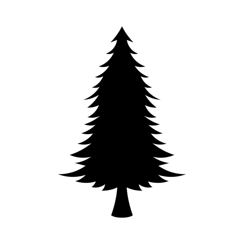 Monochrome illustration of a wild spruce silhouette on a white background. vector