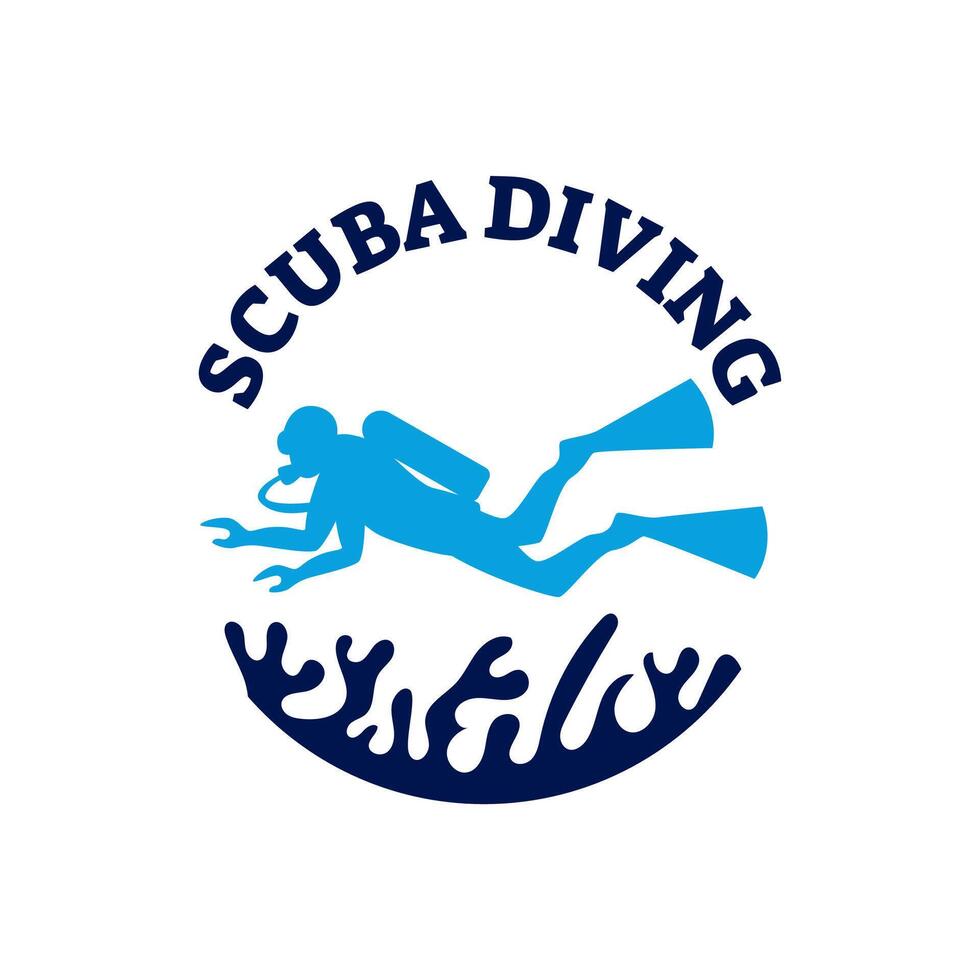 Scuba diving logo design, perfect for diving school and under water adventure logo design vector