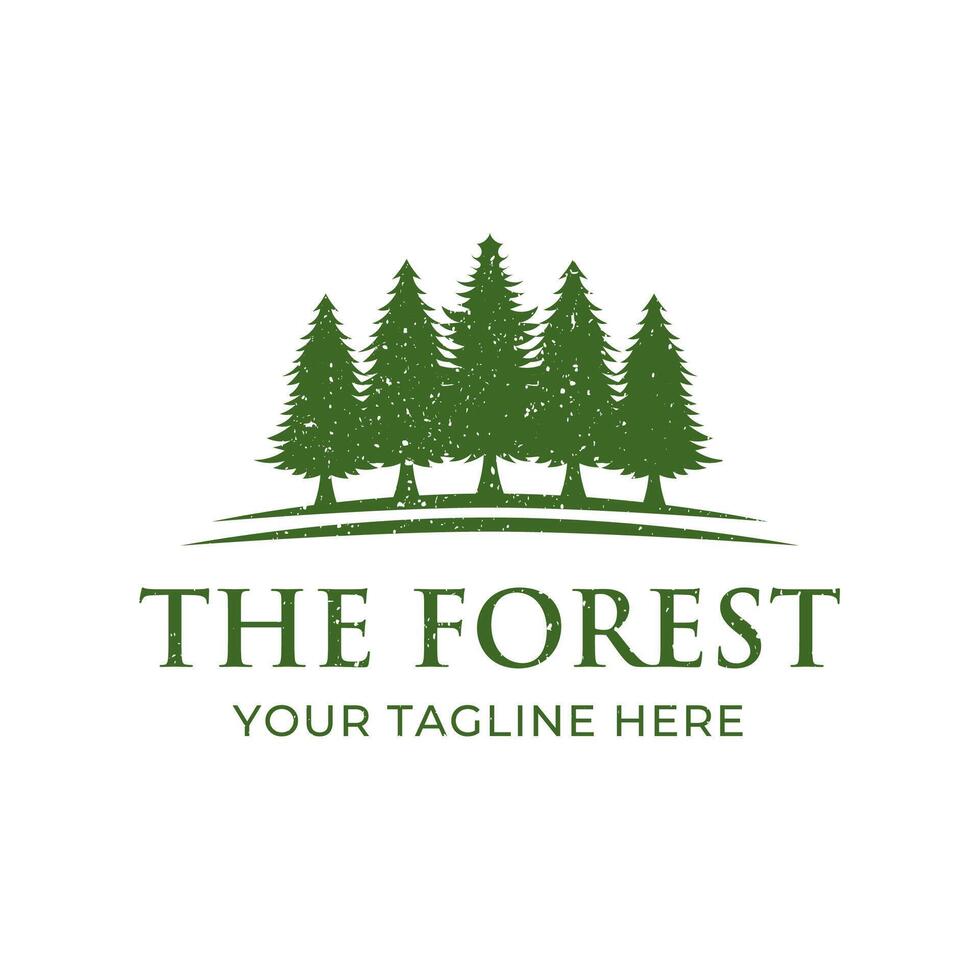 Tree logo design. Pine forest logo vector illustration