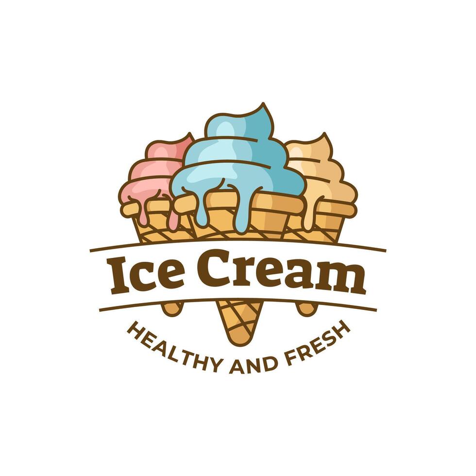 Ice Cream Logo Design. Ice cream shop logo badges and labels, gelateria signs. vector