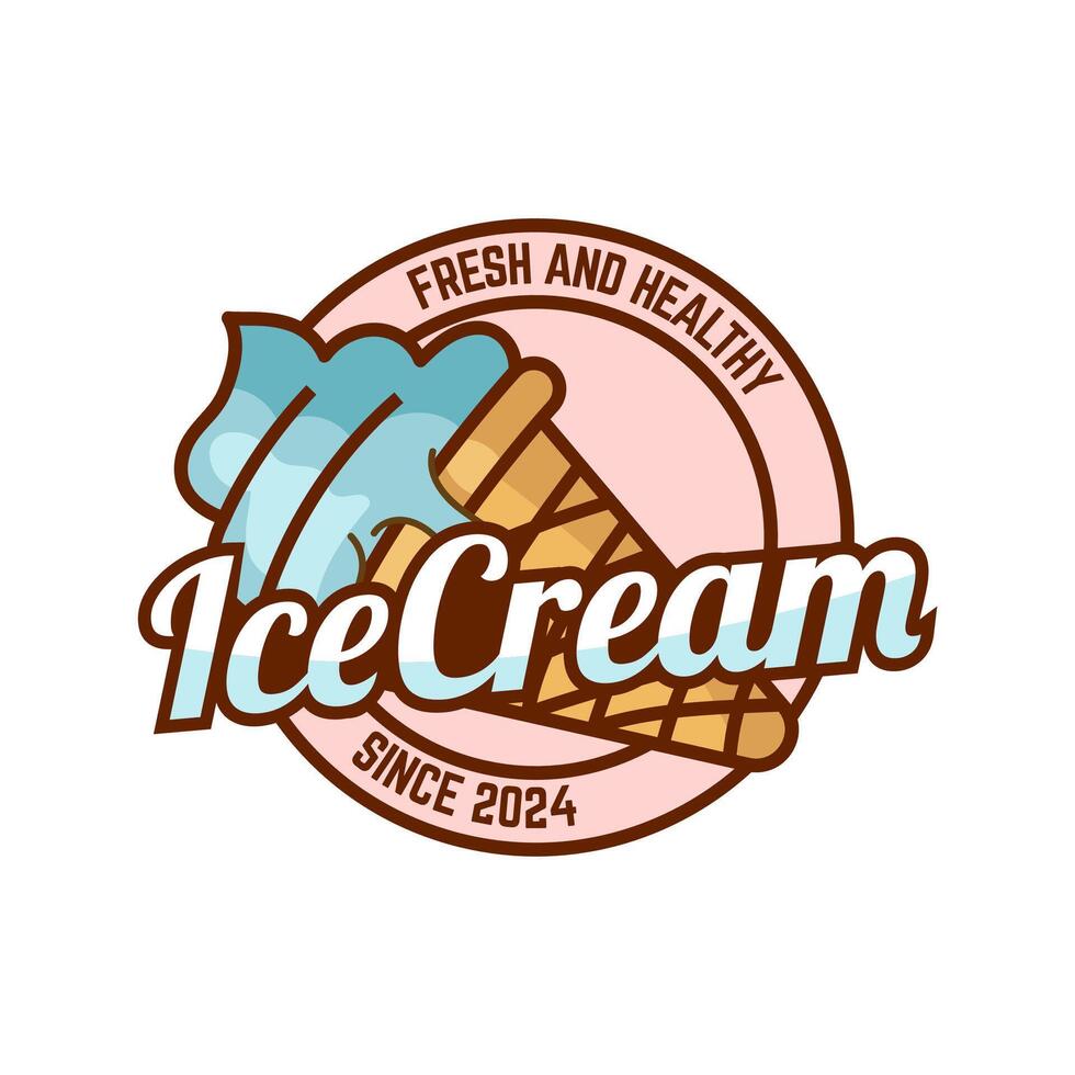 Ice Cream Logo Design. Ice cream shop logo badges and labels, gelateria signs. vector