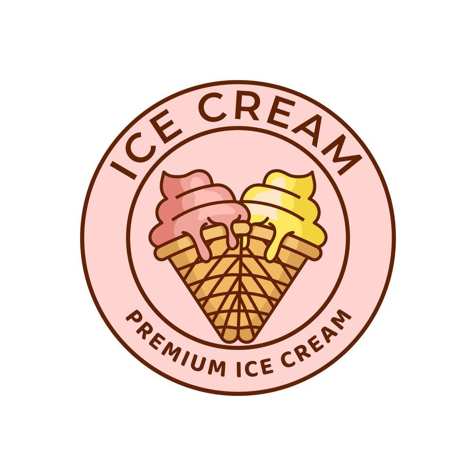 hielo crema logo diseño. hielo crema tienda logo insignias y etiquetas, heladería señales. vector