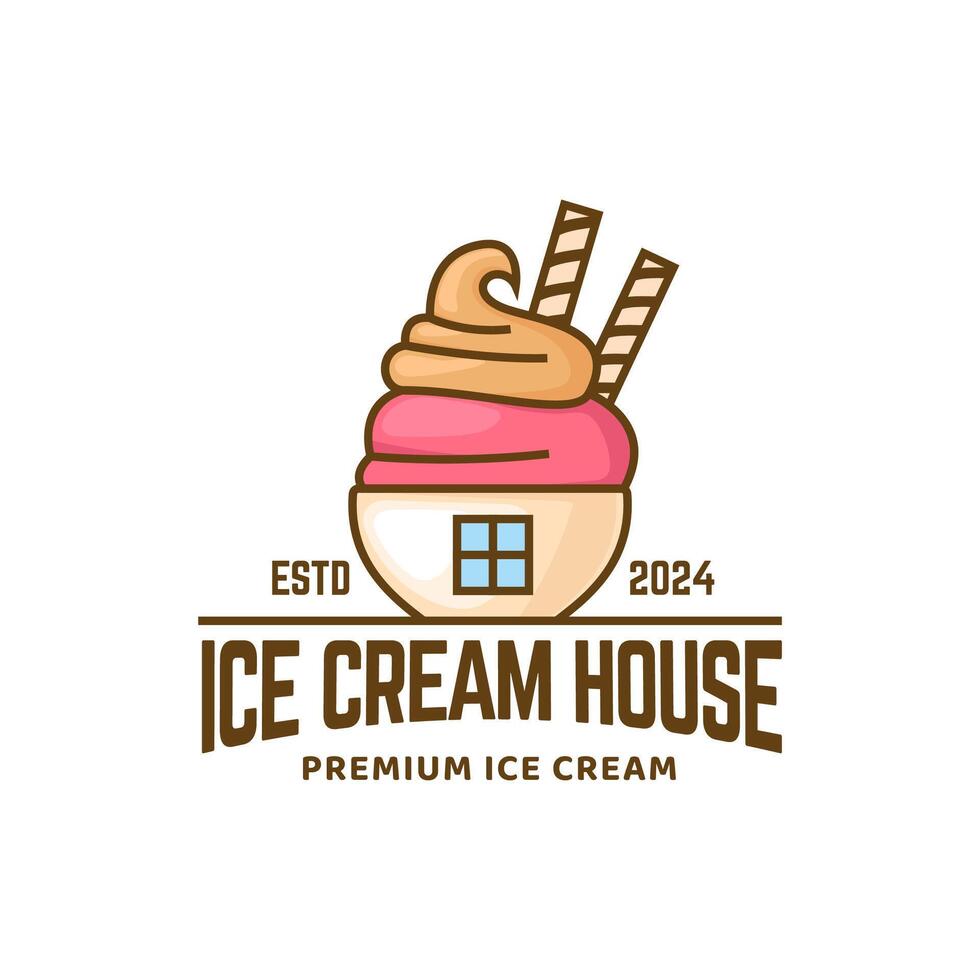 Ice Cream Logo Design. Ice cream shop logo badges and labels, gelateria signs. vector