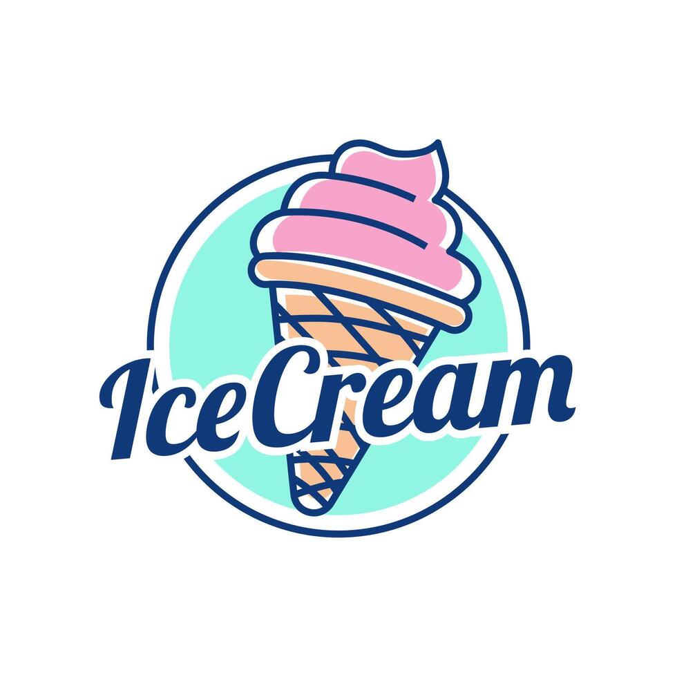 Ice Cream Logo Design. Ice cream shop logo badges and labels, gelateria signs. vector