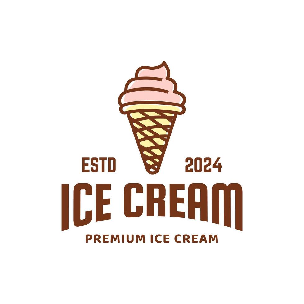 hielo crema logo diseño. hielo crema tienda logo insignias y etiquetas, heladería señales. vector