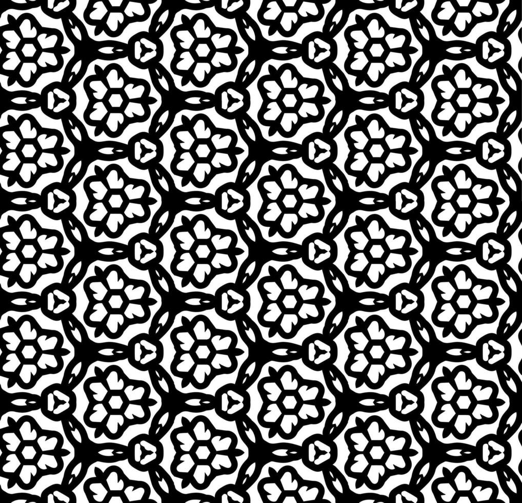 patrón abstracto sin costuras en blanco y negro. fondo y telón de fondo. diseño ornamental en escala de grises. adornos de mosaico. ilustración gráfica vectorial. vector