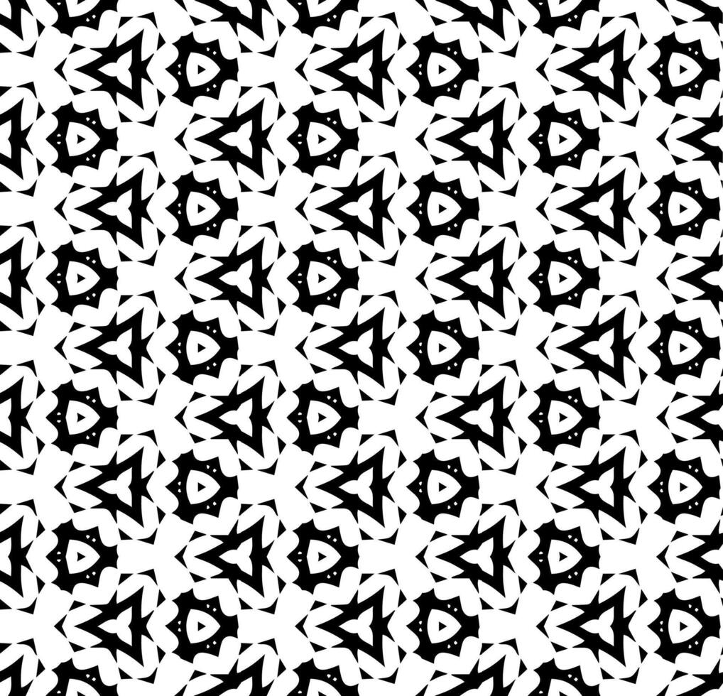 Black and white seamless abstract pattern. Background and backdrop. Grayscale ornamental design. Mosaic ornaments. Vector graphic illustration.