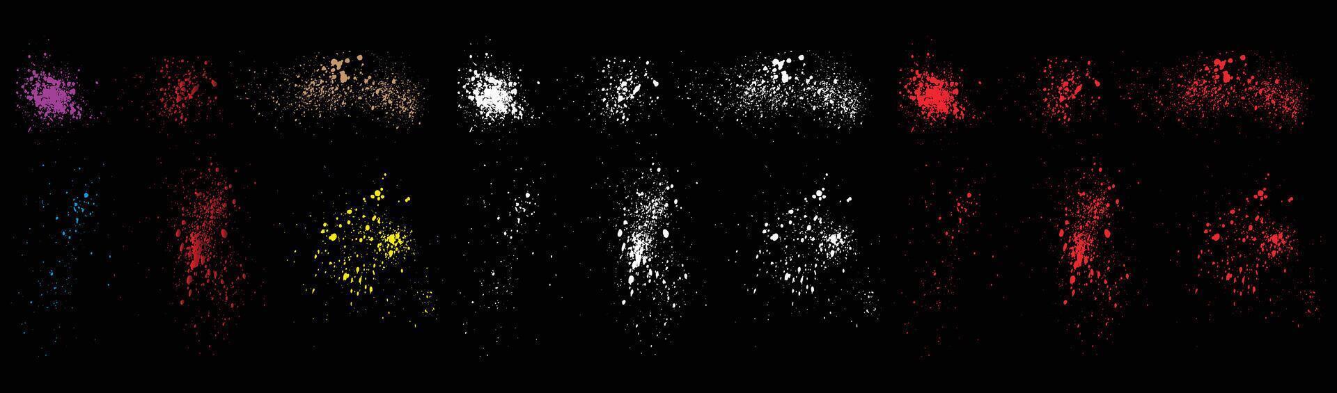 Hand-drawn grunge dirty isolated colorful ink splatter brush line background set vector