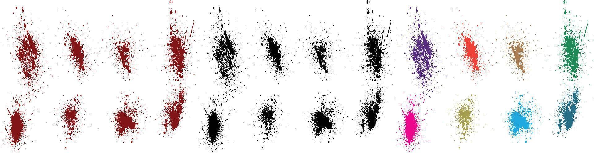 grunge vector sangrado trigo, púrpura, naranja, rojo, verde, negro color salpicar cepillo carrera colección