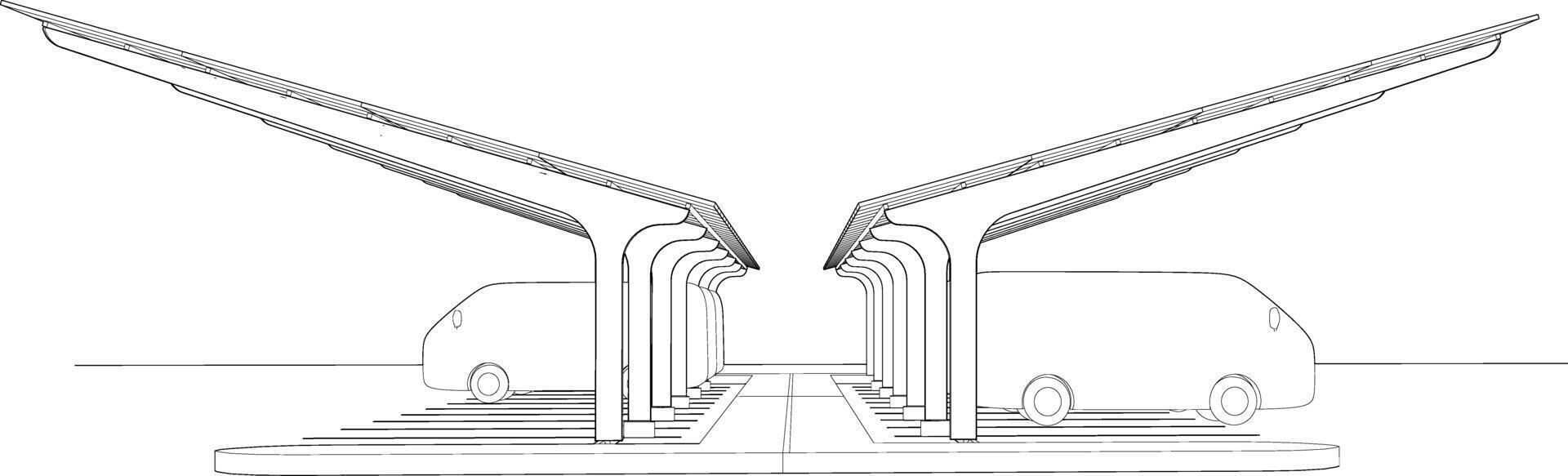 3D illustration of parking lot vector