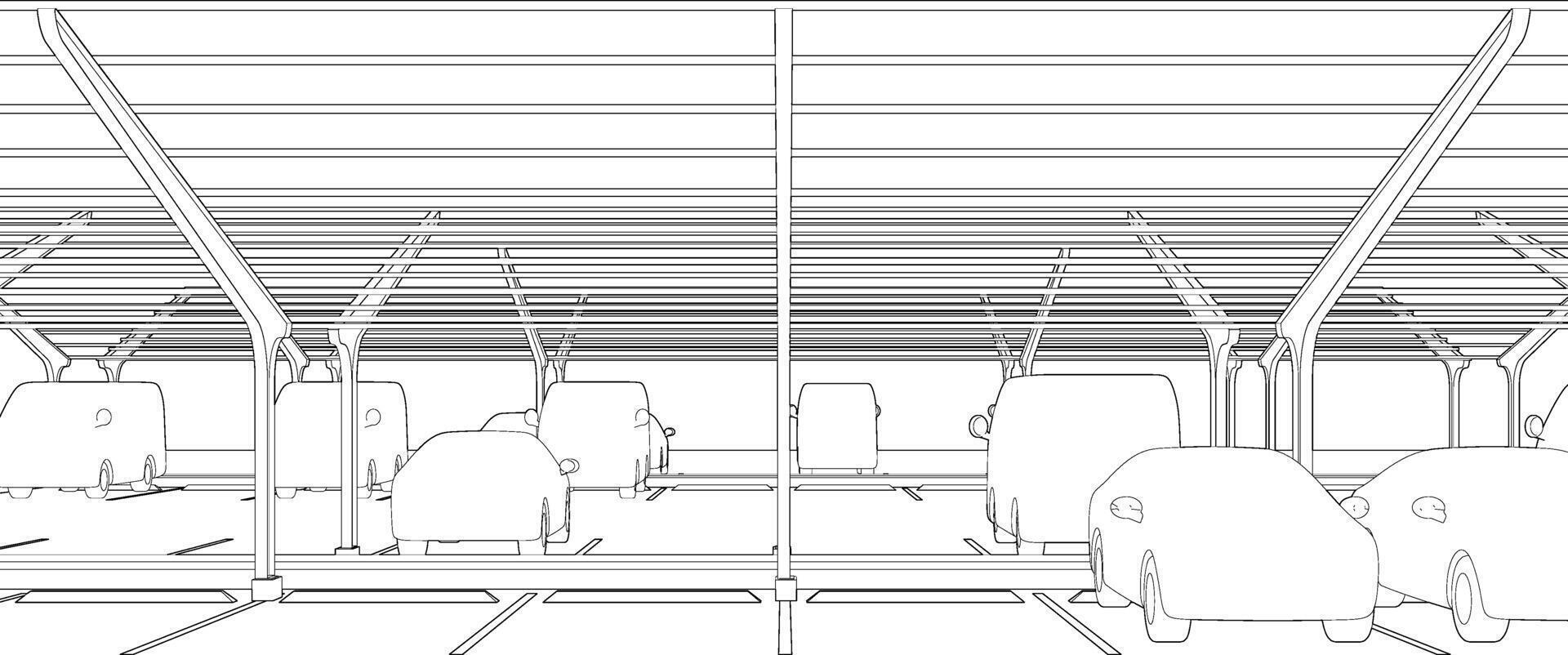 3D illustration of parking lot vector