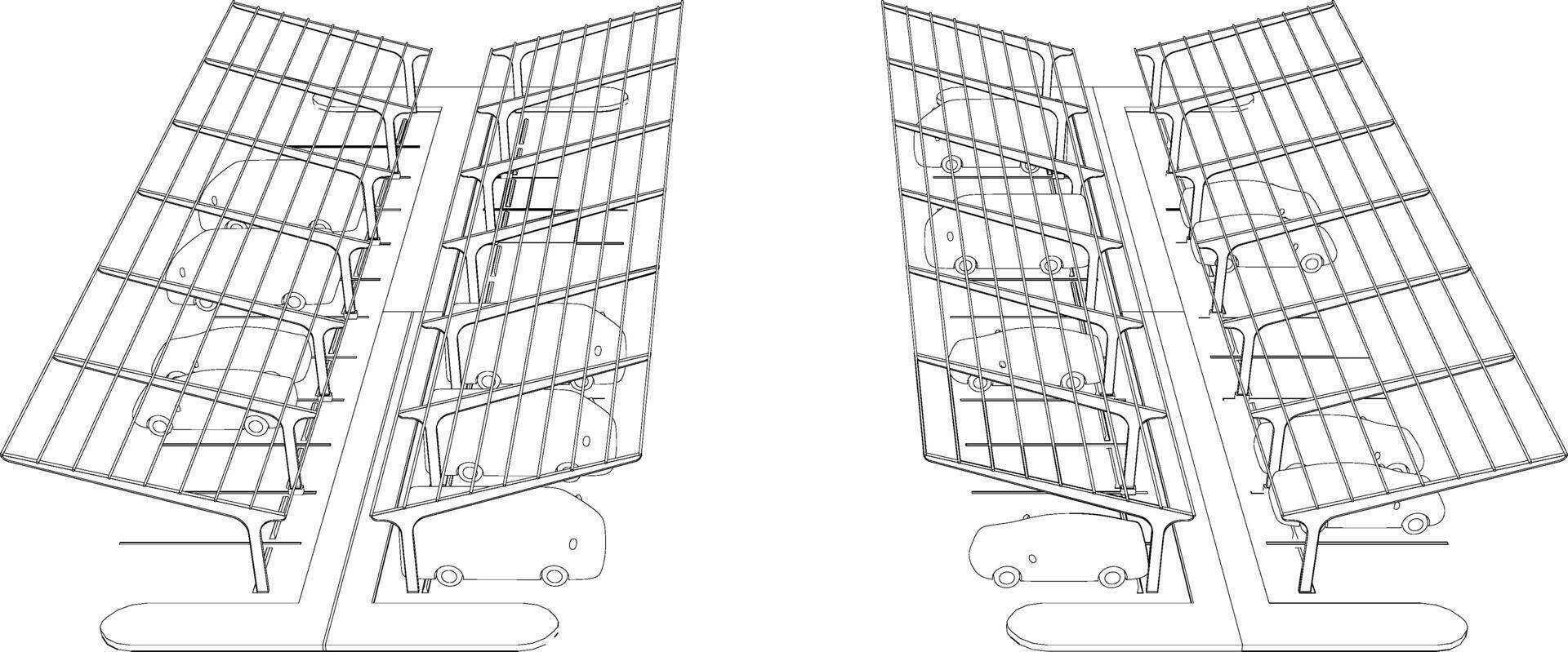 3D illustration of parking lot vector