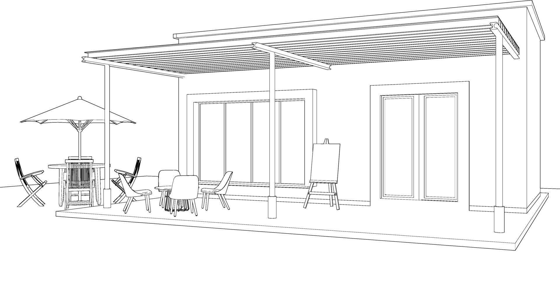 3d ilustración de cafetería vector