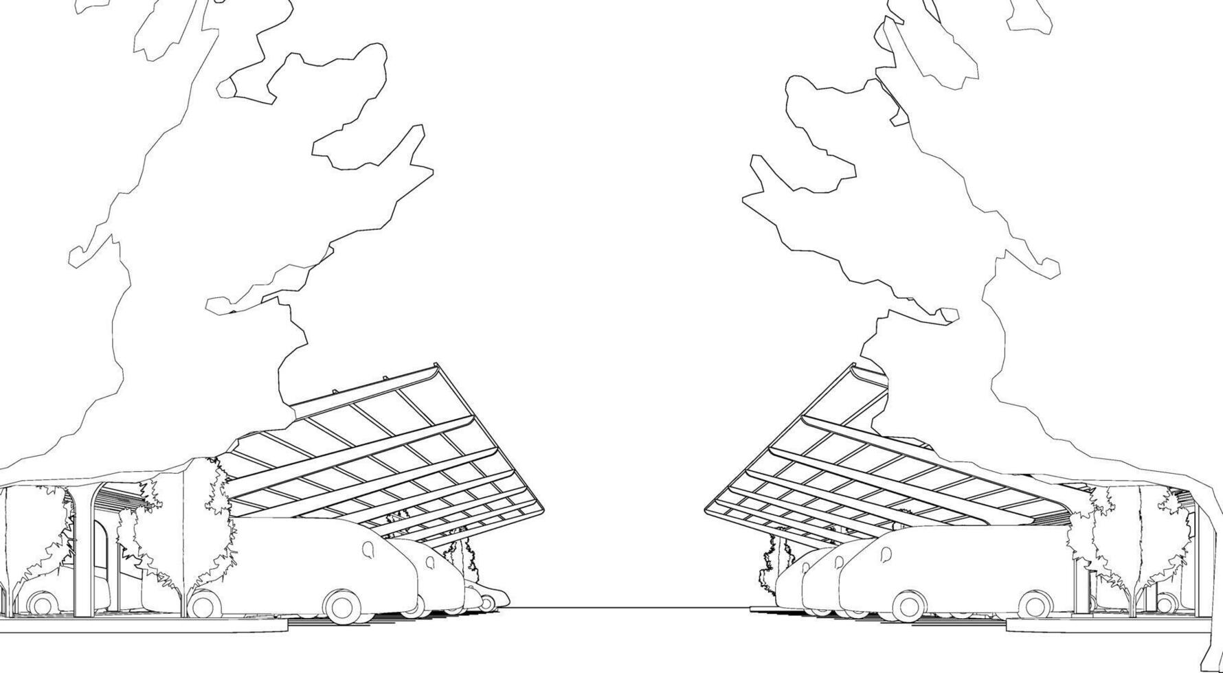 3D illustration of parking lot vector