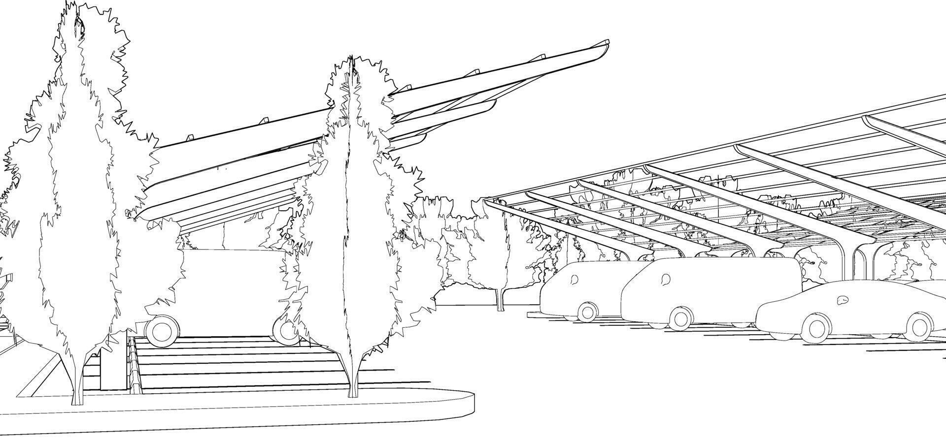 3d ilustración de estacionamiento lote vector